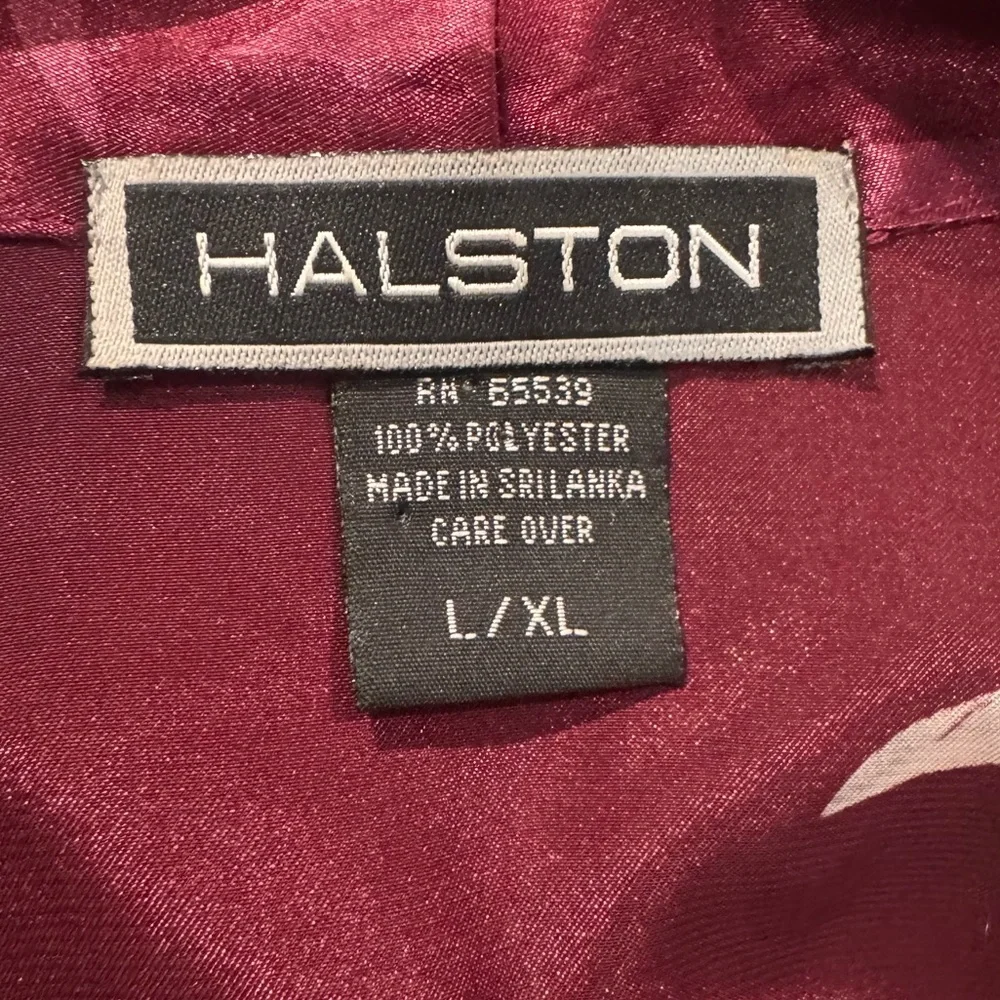 Halston Robe Burgundy Wine Floral L/XL